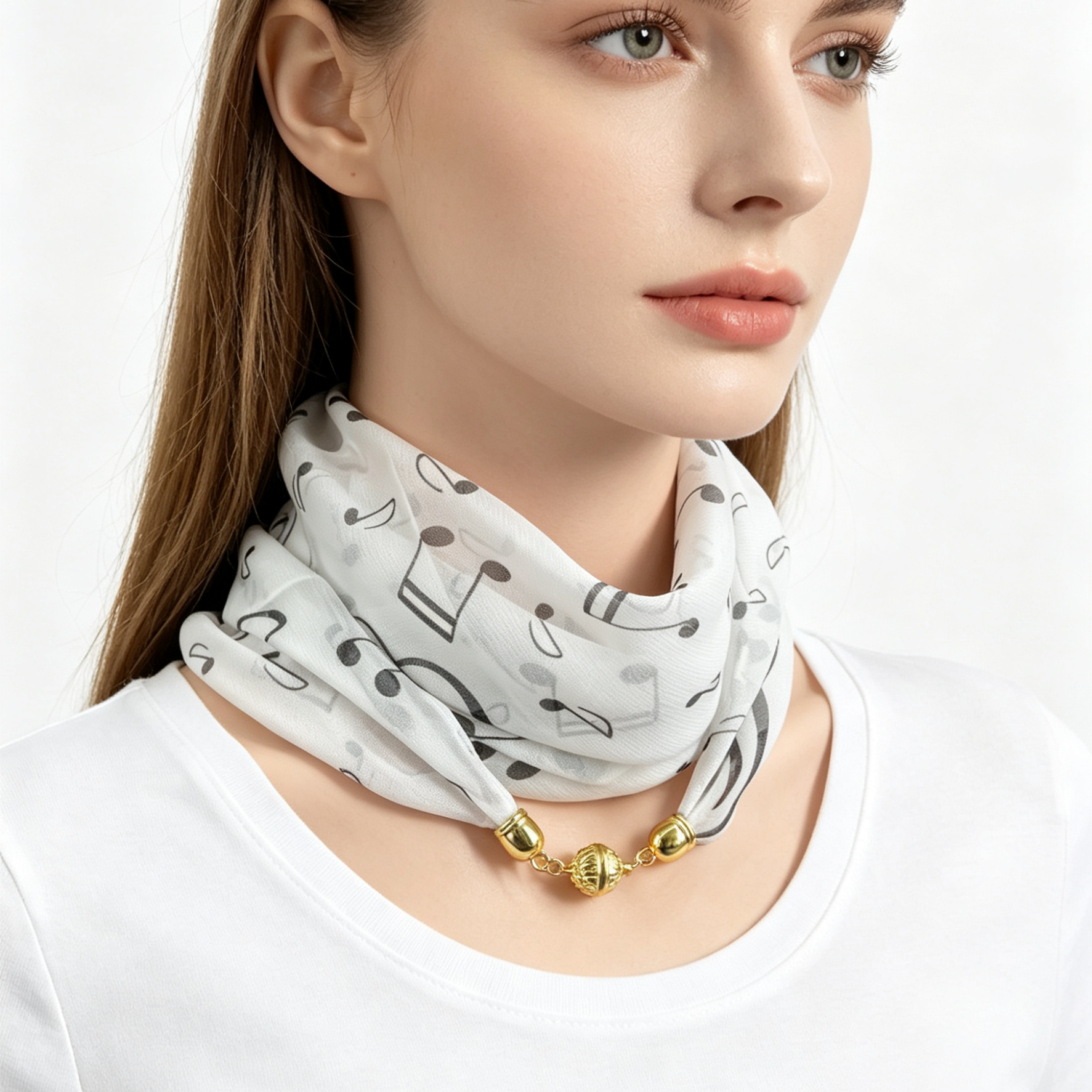 Travel Accessories Neck - Musical Note Print Magnetic Buckle Scarf,