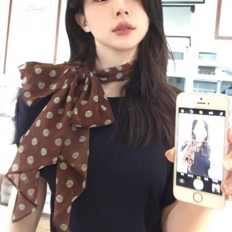 Travel Accessories Neck - Women Brown Polka Dot Printed Long