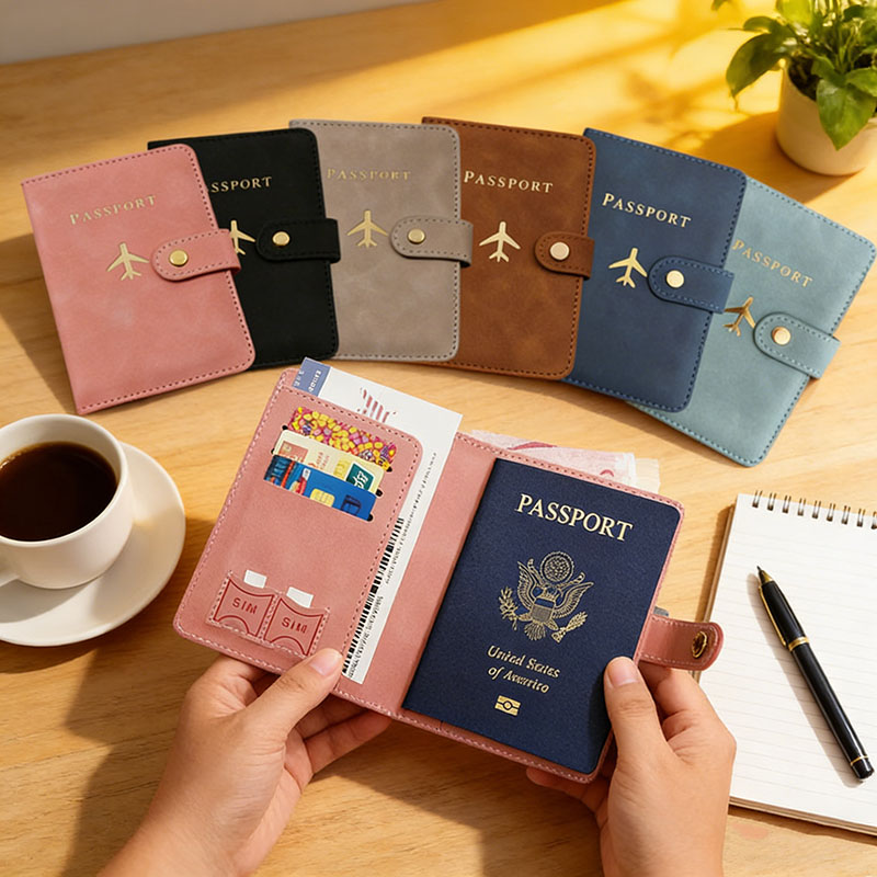 Travel Accessories Essentials - Leather Passport Holder Covers Case for