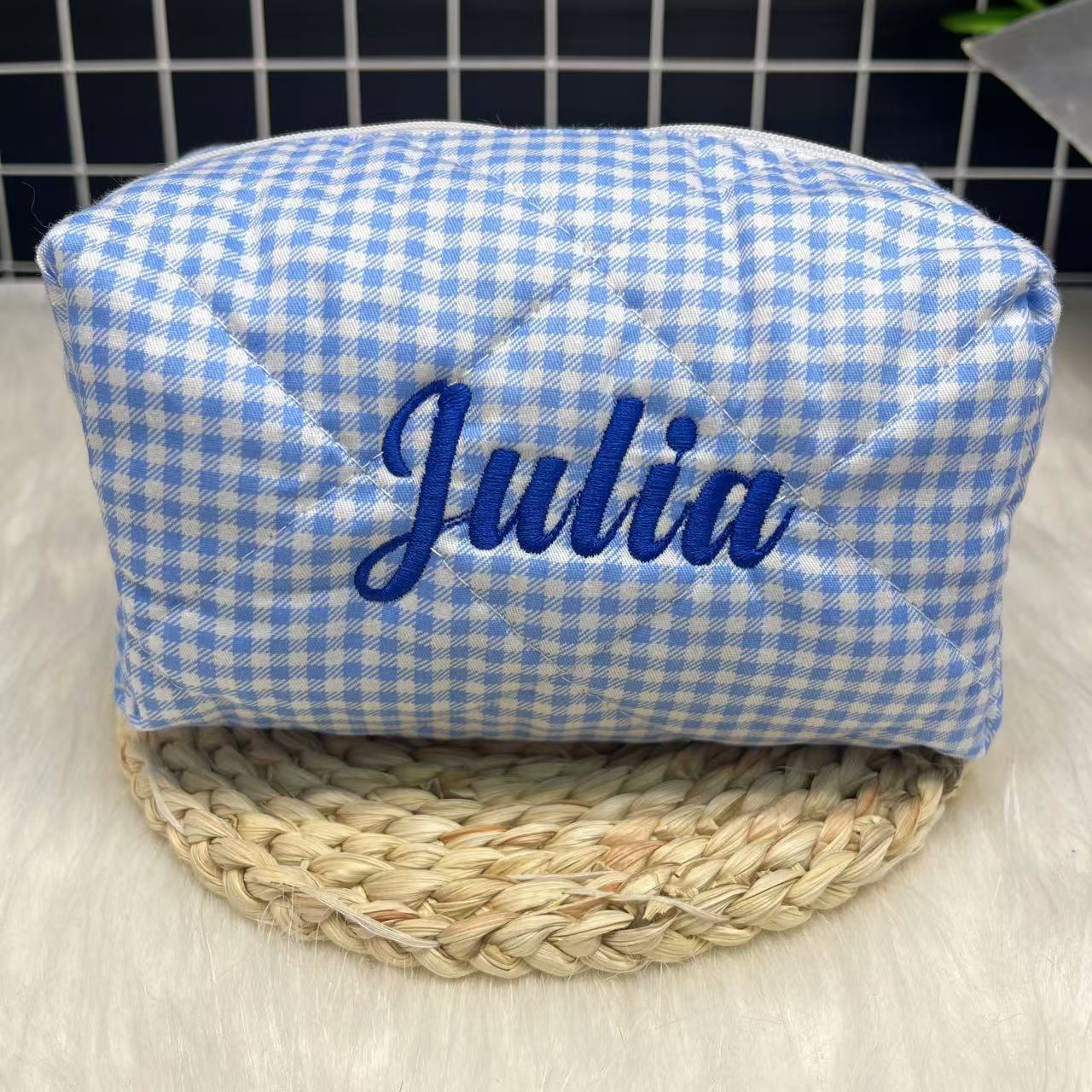 Travel Accessories Logo - Large Capacity Striped Cosmetic Bag with