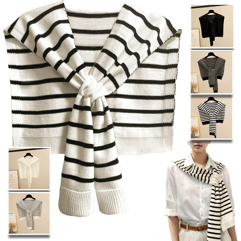 Knitted Striped Shawl Wrap Hig - Travel Accessories Neck reseña y precio