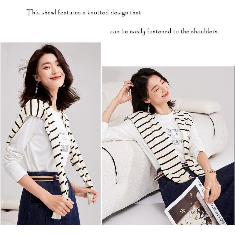 Knitted Striped Shawl Wrap Hig - Travel Accessories Neck reseña y precio