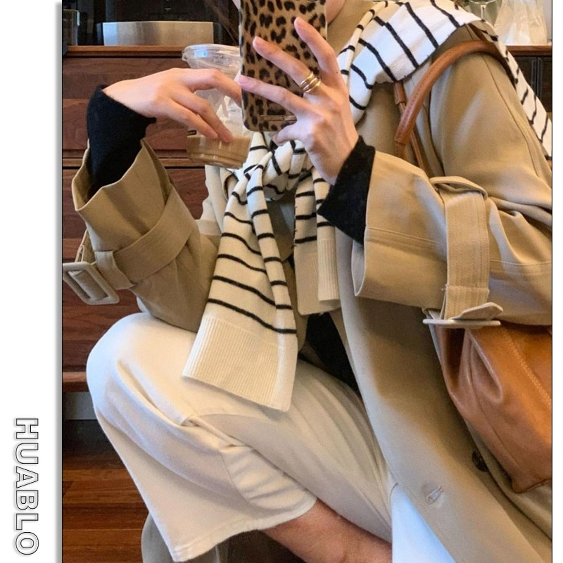 Knitted Striped Shawl Wrap Hig - Travel Accessories Neck reseña y precio