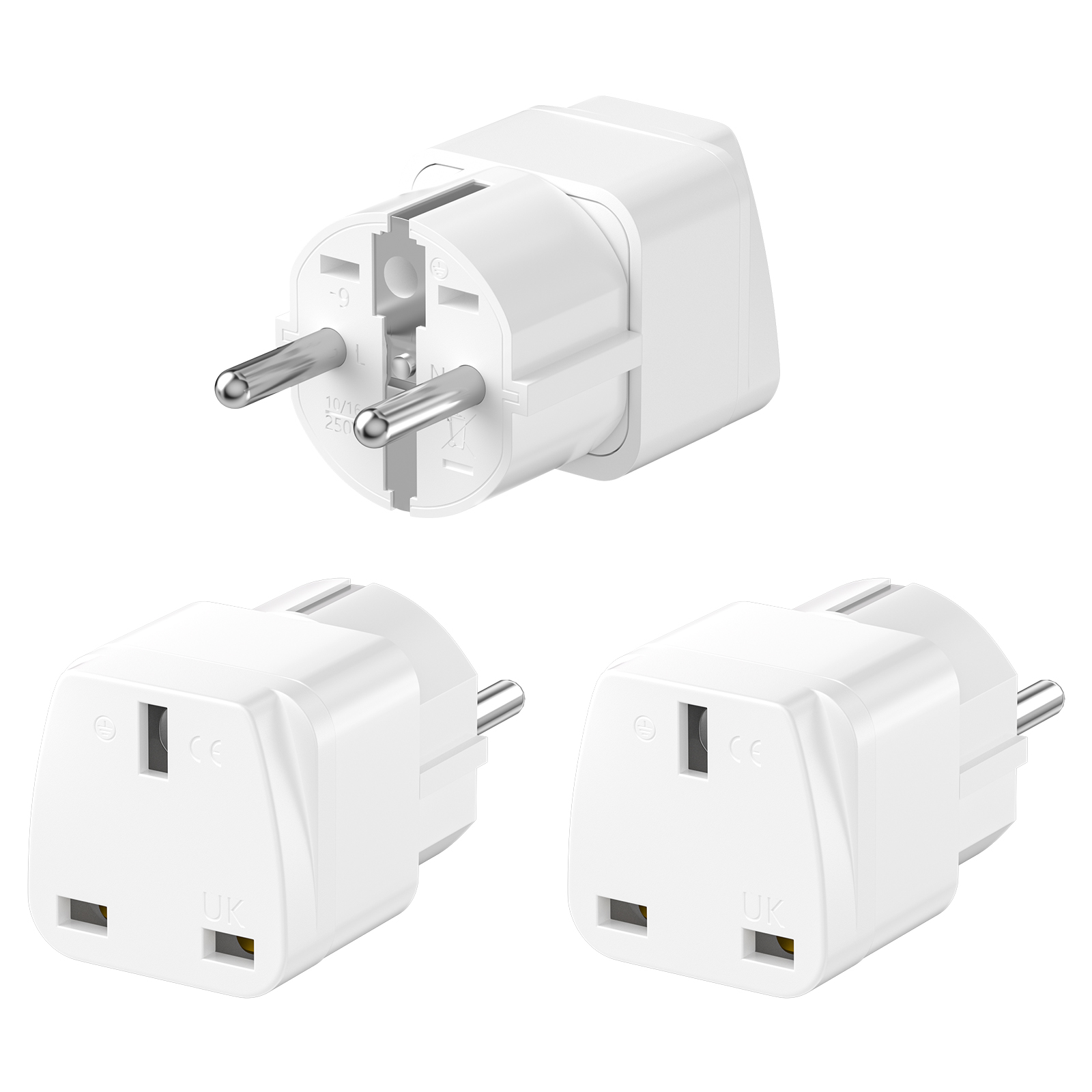 3PCS UK to EU Plug Adapter Eur - Travel Accessories Europe reseña y precio
