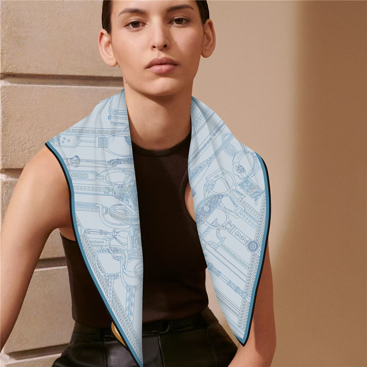 Two Sided Print Twill Scarf Wo - Travel Accessories Neck reseña y precio