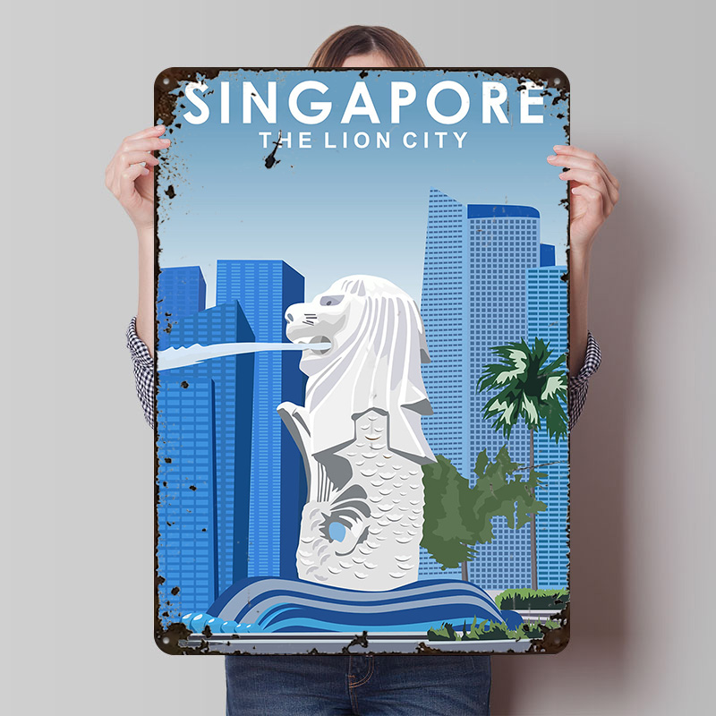 Singapore Travel Tin Poster Cu - Travel Accessories Singapore reseña y precio