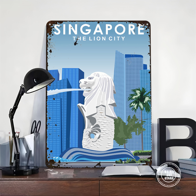 Singapore Travel Tin Poster Cu - Travel Accessories Singapore reseña y precio