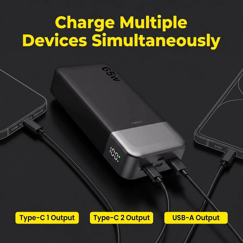 JUOVI 20000mAh Power Bank 65W  - Travel Accessories Display reseña y precio