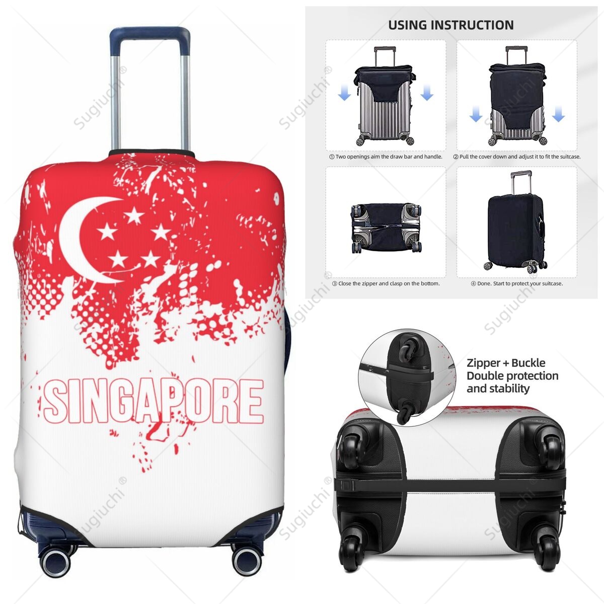 Singapore Flag Luggage Cover S - Travel Accessories Singapore reseña y precio