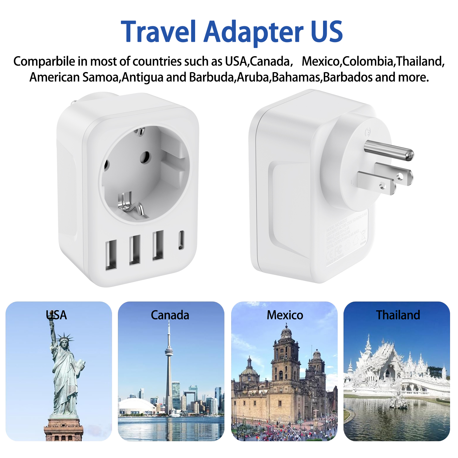 Travel Adapter USA Adapter Eur - Travel Accessories Europe reseña y precio